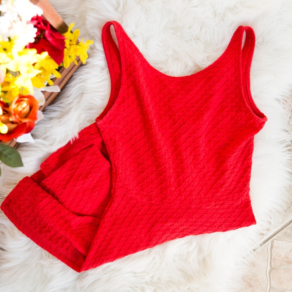 Red H&M Scoop-Back Coral Patterned Dress